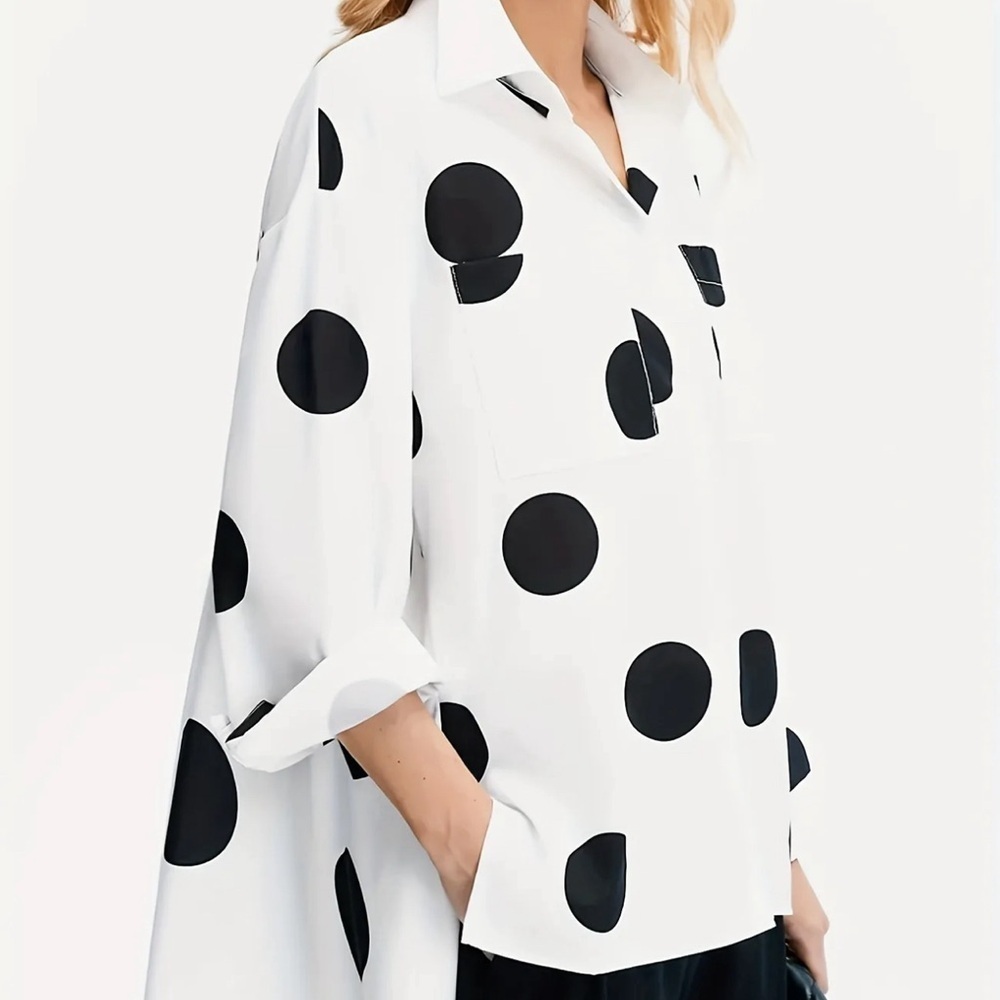 Travel Passions - Polka Dot Long Sleeve Blouse